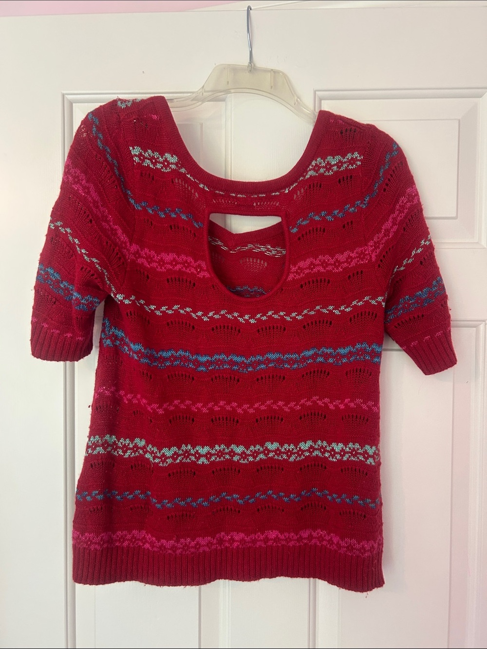 Free People Fair Isle Cut-Out Keyhole Back Sweater